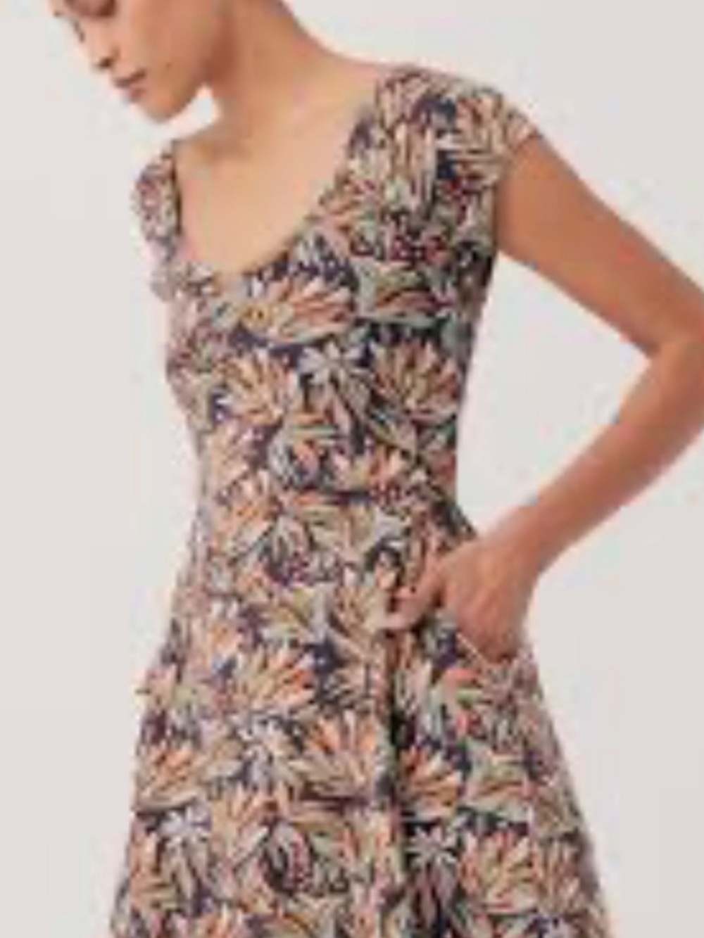 NWT Pact Organic Fit and Flare Multicolored Floral Crossback Dress Size M